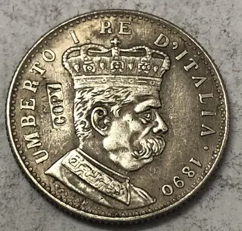 1890 Eritrea 1 Líry - Umberto I Striebornú Kópiu Mince