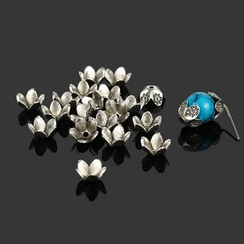 200Pcs Tibetského Striebra Plátovaného 8mm Filigránske Kvet Perličiek Čiapky Pre Náramky, Náhrdelník Šperky Diy Tvorby