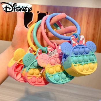 2022 Disney Deti Pop Náramok Silikón Mince Kabelku Keychain Cartoon Mickey Minnie Mini Taška Prívesok Hračka Ornament Darček Veľkoobchod