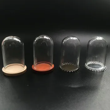 3ks 50*30 mm číre sklenené trubice svete fľašu, drevené a kovové dvojité čipky základu stanoveného sklenenej fľaštičke kryt dome sklenené fľaše roztomilý charms
