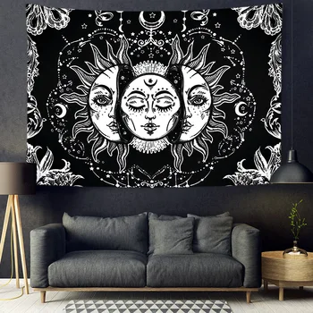 Indický Slnka, Fázy Mesiaca Dievča Mandala Tarot Gobelín Stene Visí Boho Dekor Macrame Hippie Čiar Tém Dekorácie Nástenná Maľba