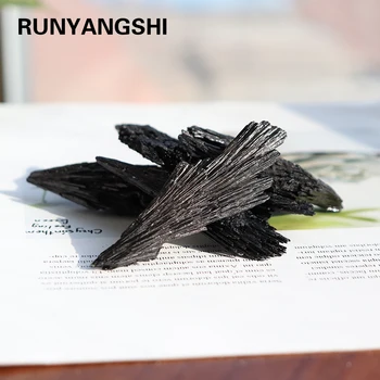 Runyangshi 1pc Prírodné Kremeň Jet kameň Klastra čierny turmalín Vzorky Minerálnych Liečivých Pôvodné rudy známky