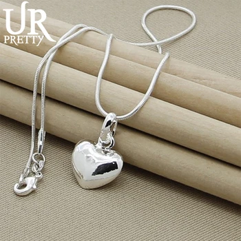 URPRETTY 925 Sterling Silver Malé Srdce Prívesok s dĺžkou 16 až 30 Cm Náhrdelník Had Reťazca Pre Ženy, Svadobné Kúzlo Módne Šperky Dary
