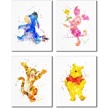 Umelecké Plátno Obrazy Disney Winnie the Pooh Akvarel Plagáty a Vytlačí Medveď Grafity na Stene Umenie Obrázky detská Izba Decor